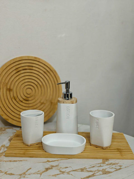 Set de bain blanc & bamboo