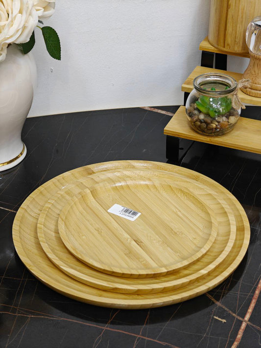 Plateau bambou rond simple